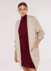 Chunky Cable Knit Cardigan, Stone, large
