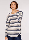 Soft Touch Stripe Top, Navy, large