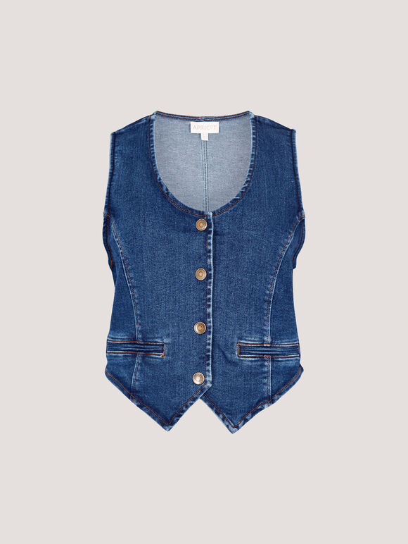 Denim Waistcoat, Blue, large