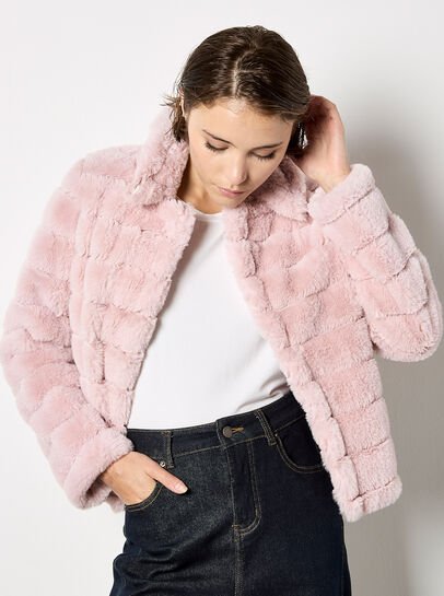 Faux Fur Panel Short Jacket