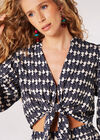 Geo Shell Cropped Top, Navy, large