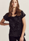 Front Mesh Back Blouse, Black, large