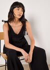 Textured Cotton Wide Leg Jumpsuit, Black, large