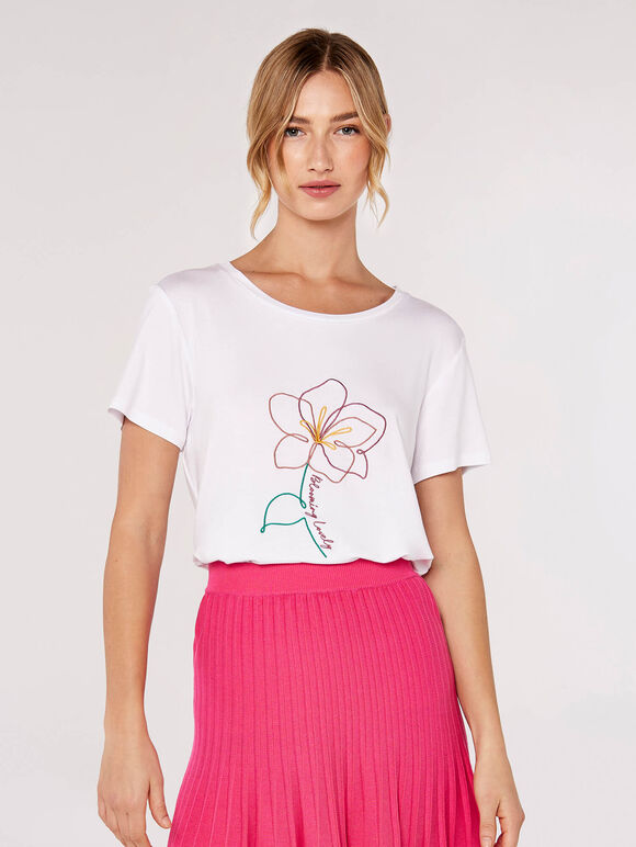 Blooming Lovely Embriodery Tee, White, large