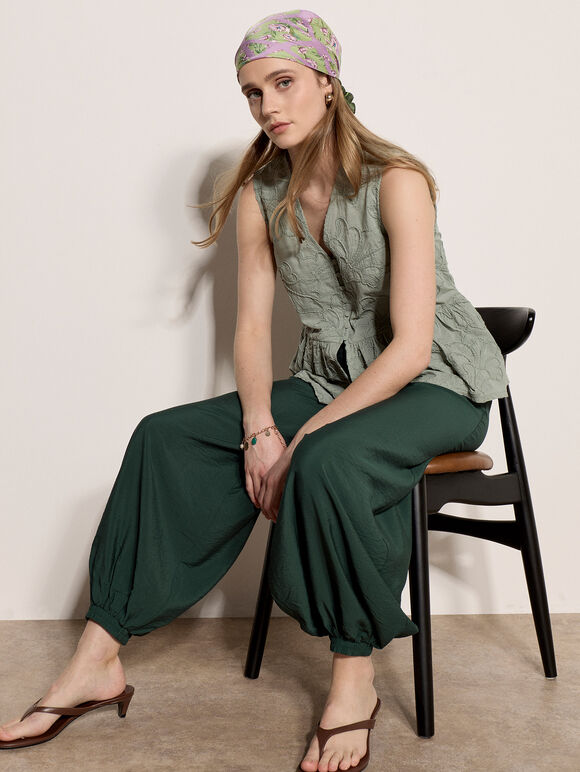 Relaxed Balloon Trousers, Green, large