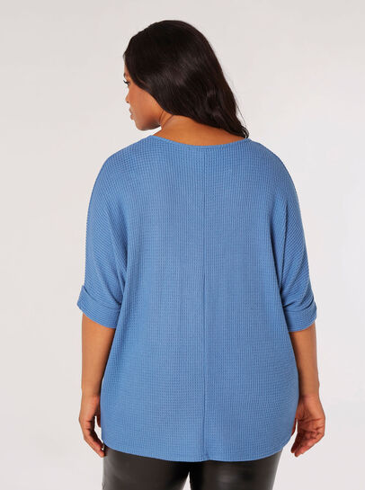 Curve Textured V-Neck Batwing Top