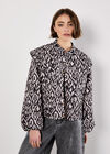 Textured Ikat Quilted Jacket, Black, large