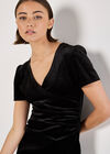 Velvet Ruched Bodycon Mini Dress, Black, large