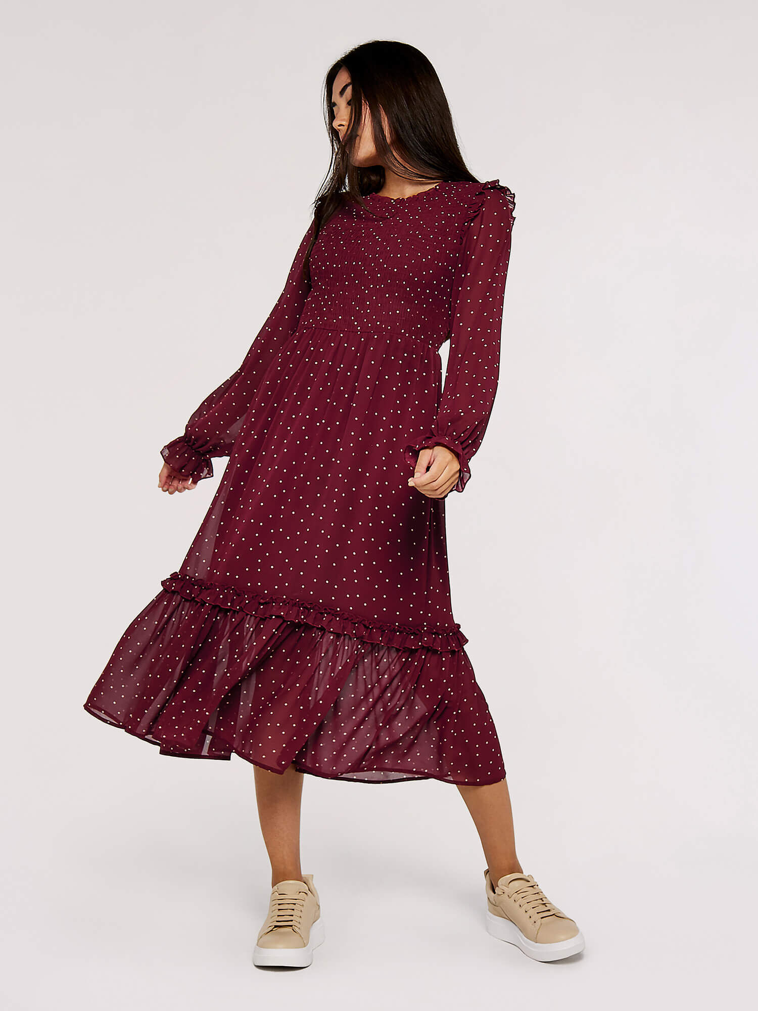 Apricot polka top dot dress