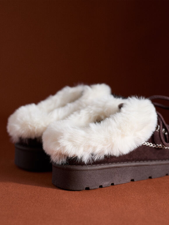 Sherpa-Lined Slip-On Moccasins, Stone, large