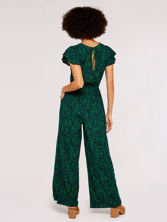 Brushstroke Weave Palazzo Jumpsuit, Navy, large