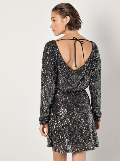Cowl Back Sequin Mini Dress
