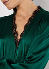 Lace Trim Satin Midi Dress, Green, large