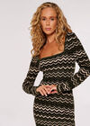 Chevron Knit Bodycon Midi Dress, Khaki, large
