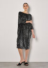 Sequin Cocoon Midi Dress, Dark Grey - Charcoal, large