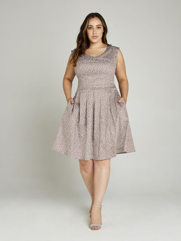 Stone Scattered Polka Dot Dress +, Stone - Beige, large