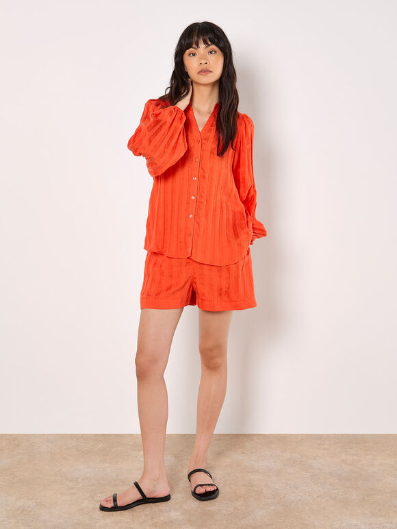 Self Stripe Shirt, Orange, large