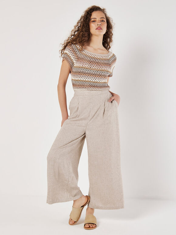 Hand-Crocheted Stripes Crop Top, Coral, large