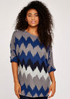 Chevron Batwing Tunic Top, Blue, large