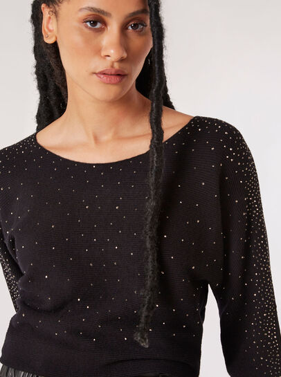 Batwing Sleeve Studded Jumper