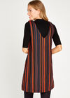 Orange Textured Multistripe Shift Dress, Orange, large