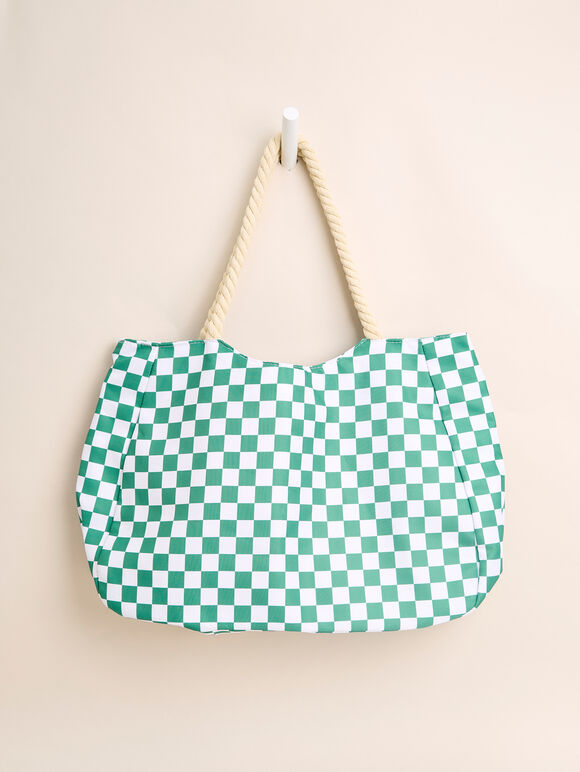 Printed Cotton Fabric Bag, Blue, large