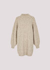 Flecked Knit Jumper Mini Dress, Stone, large