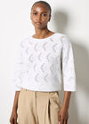 Textured Pointelle Batwing Jumper, White, large