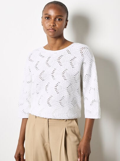 Textured Pointelle Batwing Jumper