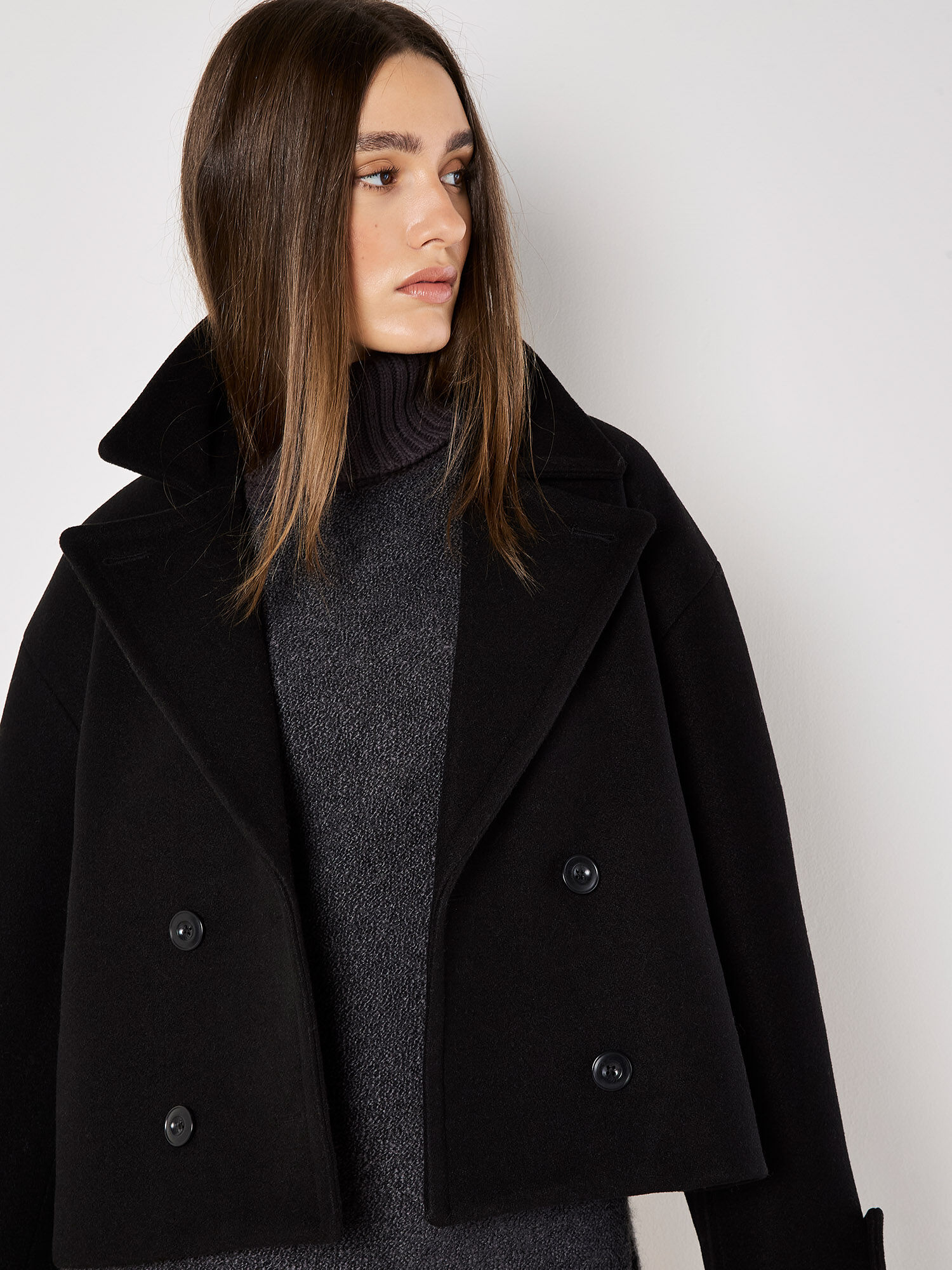 Double Breasted Pea Coat Apricot Clothing