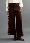 Floral Embroidered Wide-Leg Jeans, Brown, large