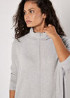Roll Neck Soft Touch Oversized Top, Grey, large