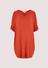 Soft-Touch Cocoon Mini Dress, Rust, large