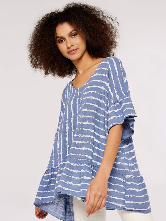 Painterly Stripe Panel Top, Blue, large