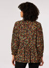 Oversized Ditsy Floral Top, Black, large