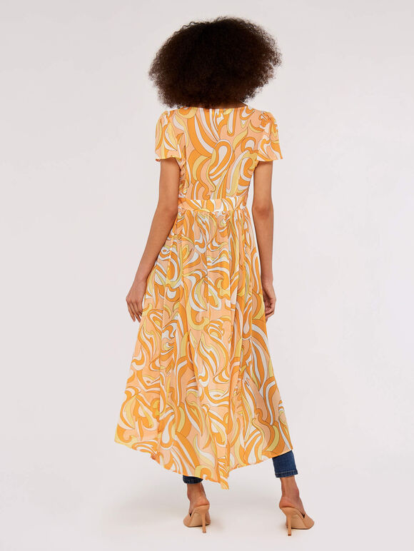 Swirl Print Chiffon Coverup, Orange, large