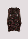 Ditsy Floral Smocked Mini Dress, Burgundy, large