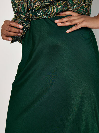 Curve Satin Bias Midi Skirt
