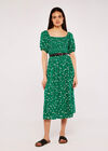 Floral Puff Sleeve Dress, Green, large