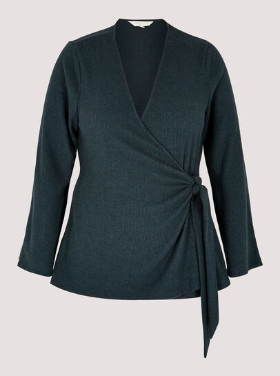 Curve Ribbed Jersey Wrap Top