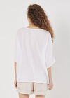 Textured Cotton Necklace Top, Cream, large