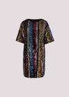 Rainbow Sequin Stripe T-Shirt Dress, Black, large