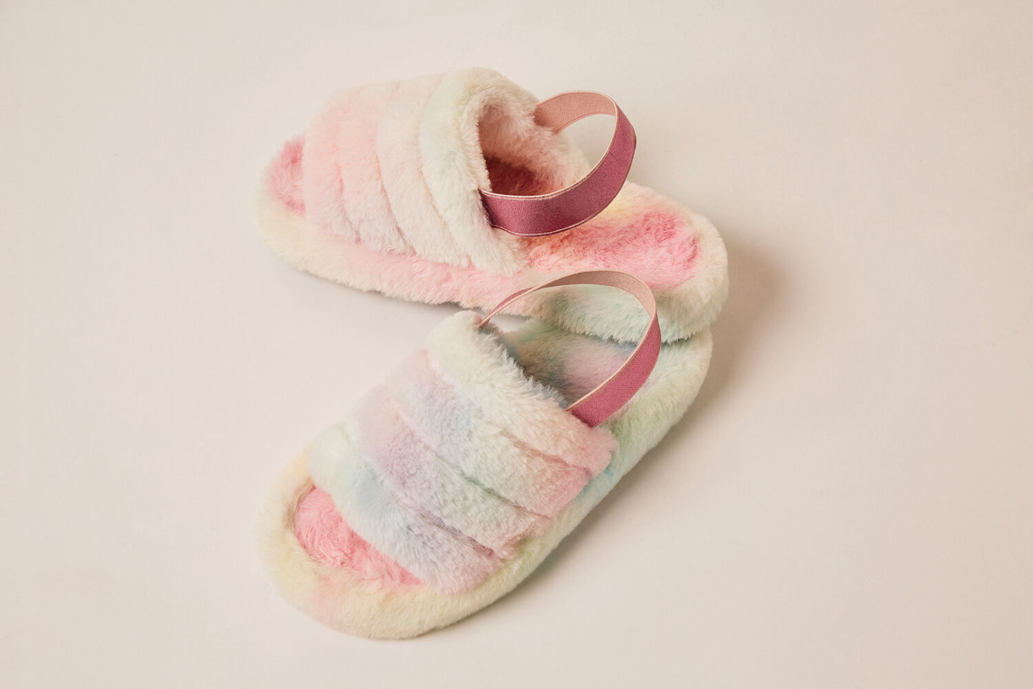 Rainbow fur slippers best sale