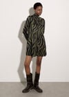 Zebra Print Swing Mini Dress, Khaki, large