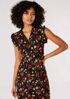 Painterly Floral Midi Dress, Black, large