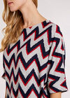 Chevron  Batwing Top, Grey, large