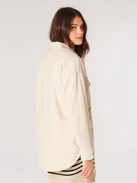 Oversized Corduroy Shirt, Cream, large