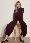 Lace Mesh Jumper, Burgundy, large