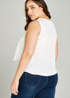 Frilled Sleeveless Top +, Cream, large