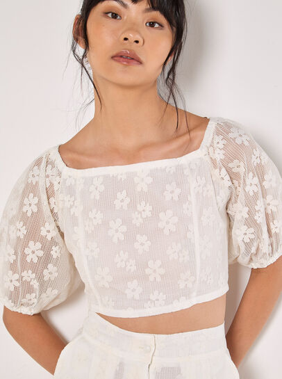 Daisy Mesh Cropped Top